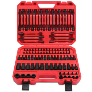 107Pc Hex & Torx Bit Socket Set | E-Torx Extra Long Allen Key Sockets | Metric & SAE