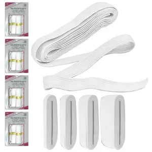 16 Polyester Elastic Bands Assorted Size White Sewing Stretchy Waistband Knitted