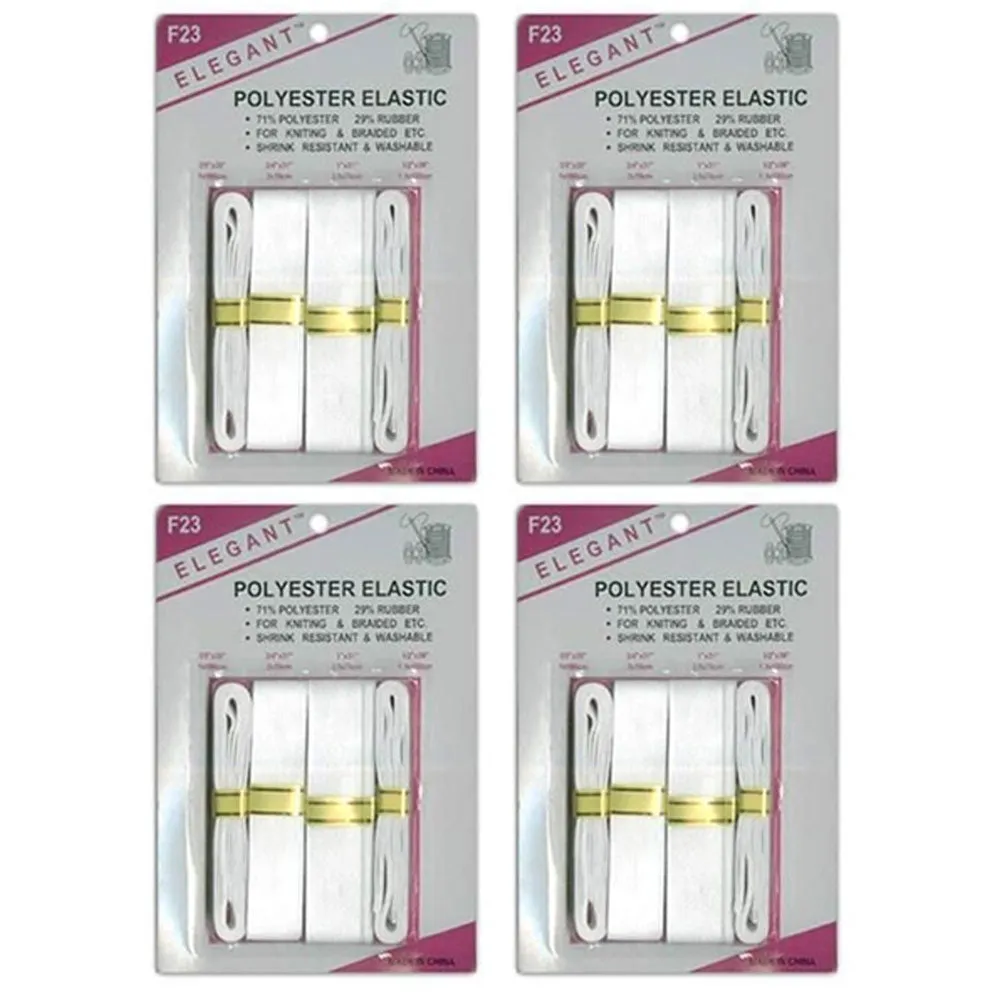 16 Polyester Elastic Bands Assorted Size White Sewing Stretchy Waistband Knitted