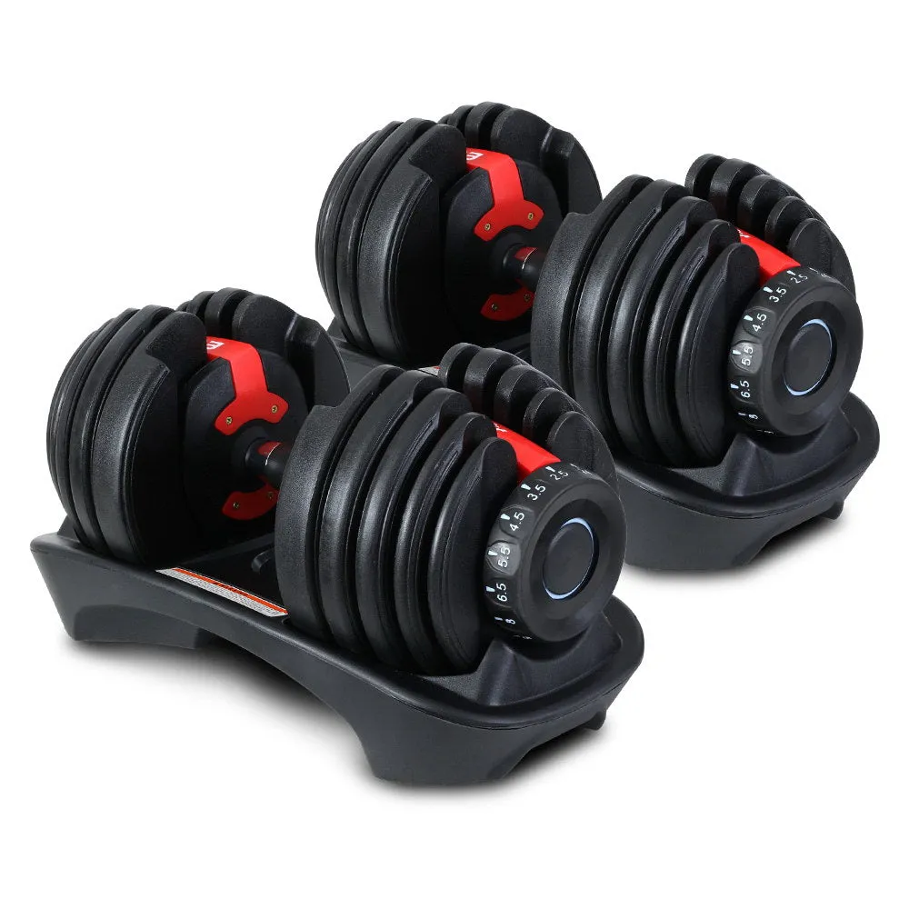 24kg Adjustable Dumbbell Dumbbells Set Weight Plates Home Gym Fitness Exercise Equipment OP