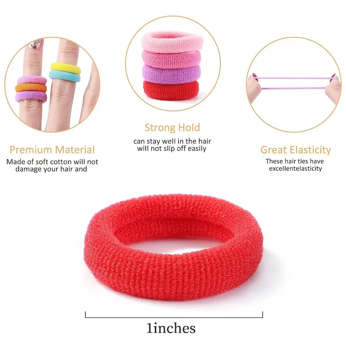 300pcs Colourful Nylon Hair Bands for Girls Elastic Ponytail Holders Scrunchies and Rubber Bands for Kids Hair Accessories