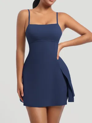 Adjustable Strap Side Slit Skort Romper
