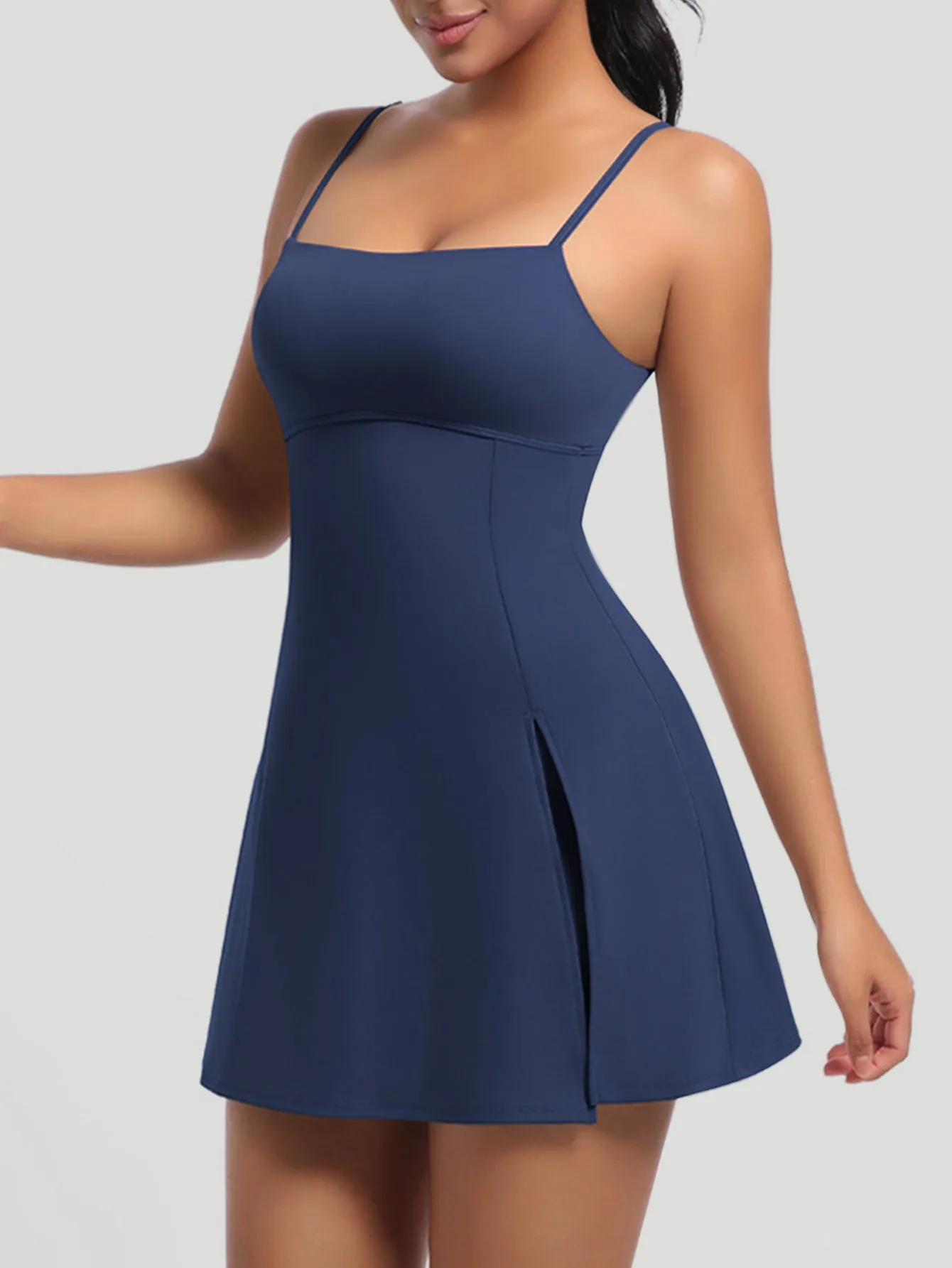 Adjustable Strap Side Slit Skort Romper