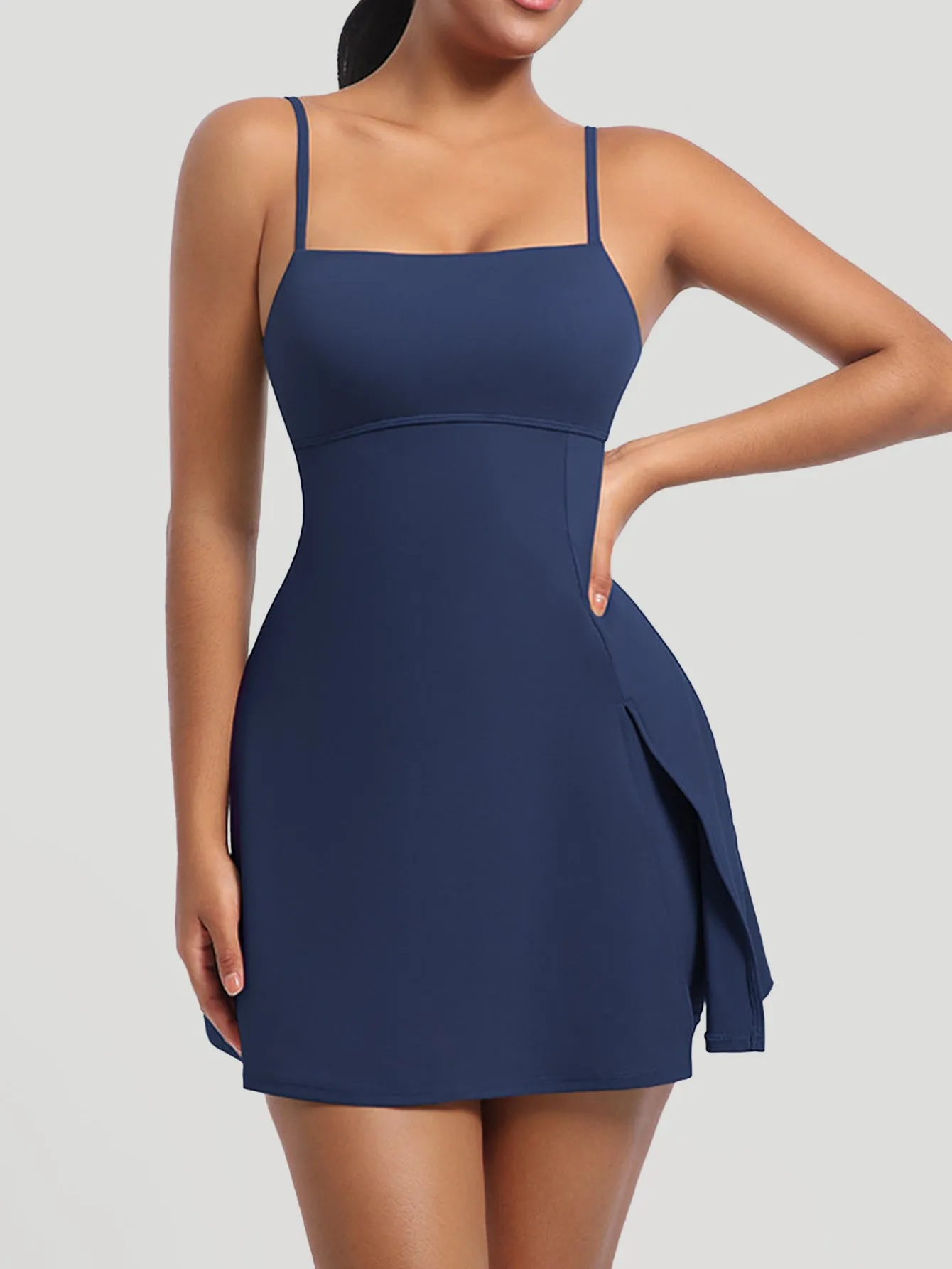Adjustable Strap Side Slit Skort Romper