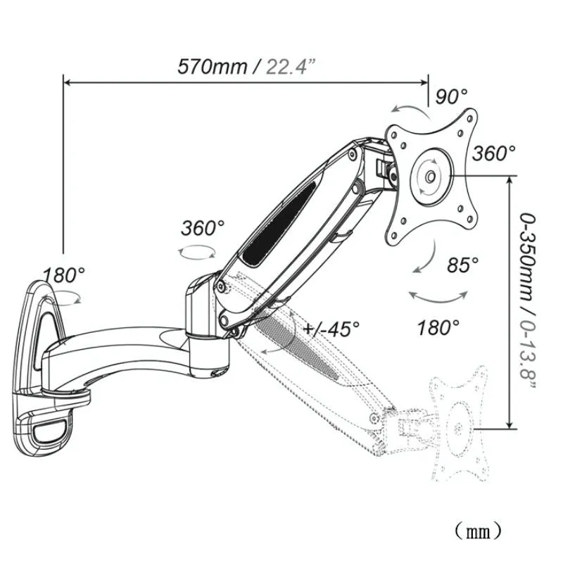 Gas Spring Wall-mounted Monitor Stand - Factory Design
