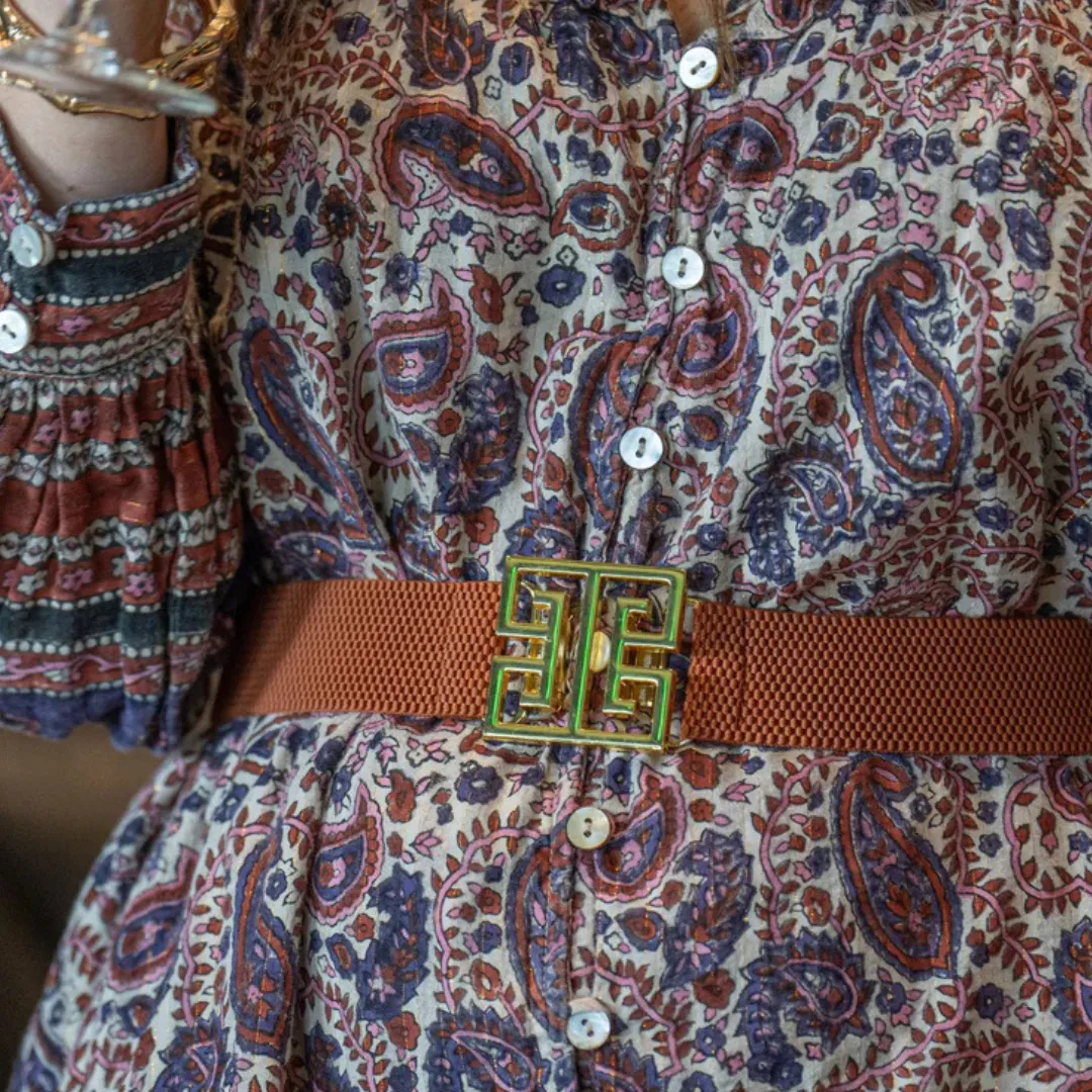 Square Greek Key Interchangeable Artisan Belt Buckle