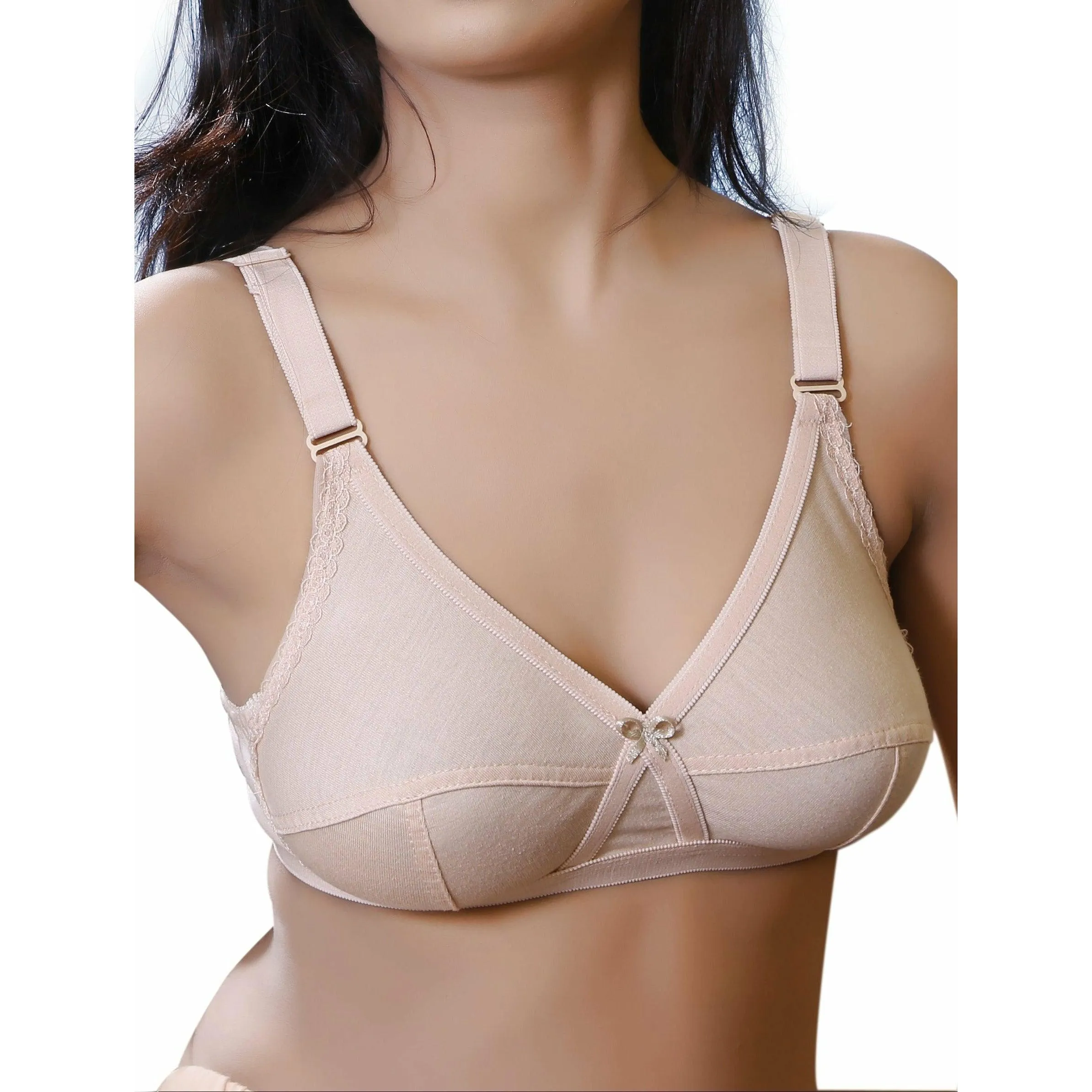 Violet - Knitted Cross Over Cotton Bra Non Padded Wirefree Bra