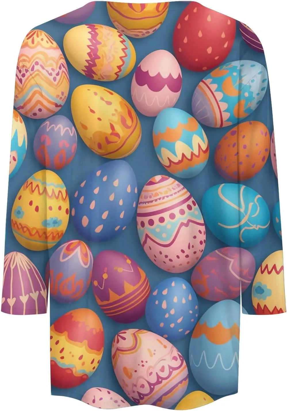 Womens Cute Bunny Rabbit Print T Shirt Happy Easter Graphic Tee 3/4 Length Sleeve Round Neck Blouse Casual Easter Top